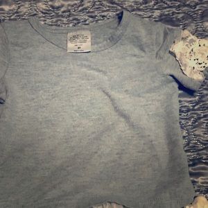 Girls 3T cute gray top w/lace-short sleeve